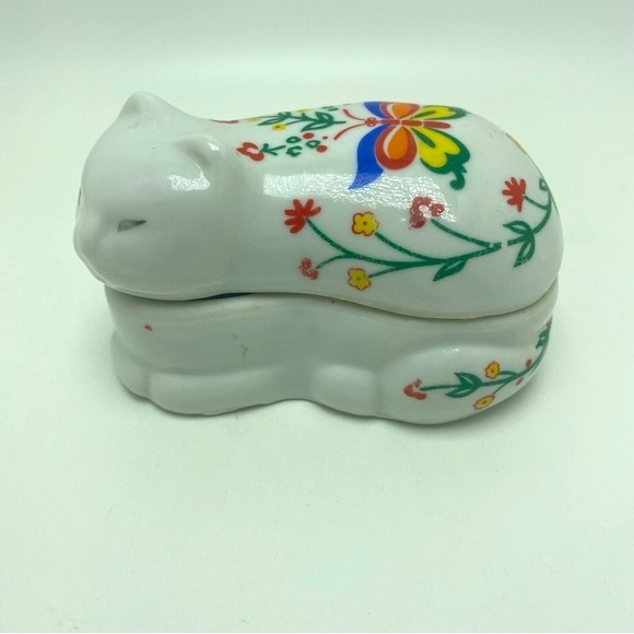 Vintage Elizabeth Arden Hand Painted Cat Trinket Box - Picture 2 of 6